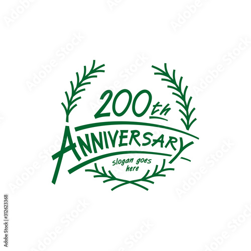 200 years design template. Two hundredth years logo. Vector and illustration. 