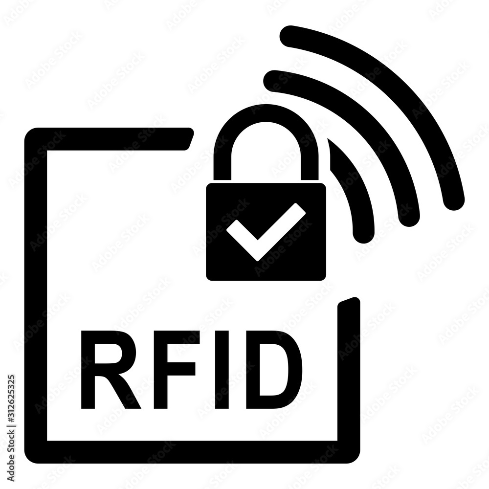 gz651 GrafikZeichnung - english - Radio Frequency Identification RFID. - technology icon - locked padlock - simple template square xxl g8878 - obrazy, fototapety, plakaty 