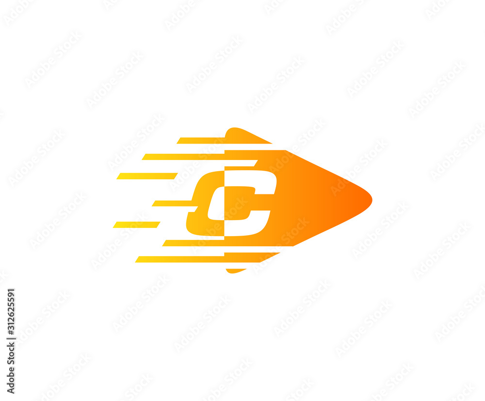 Fast C Letter Techno Play Logo Icon Fast C Letter Techno Play Logo Icon