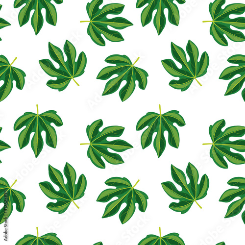 vector seamless pattern with drawing leaves