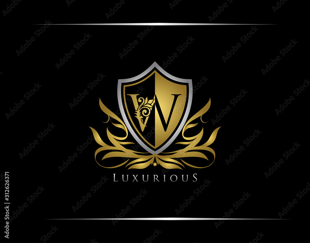 Golden W Luxury Shield Logo Design