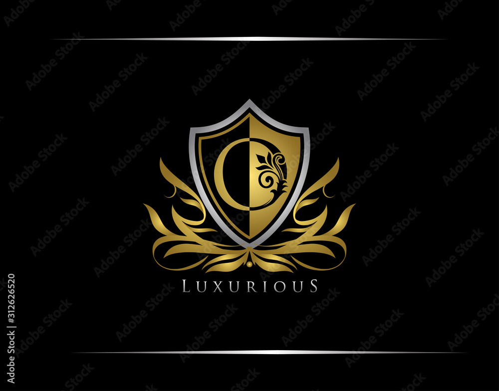 Golden O Luxury Shield Logo Design