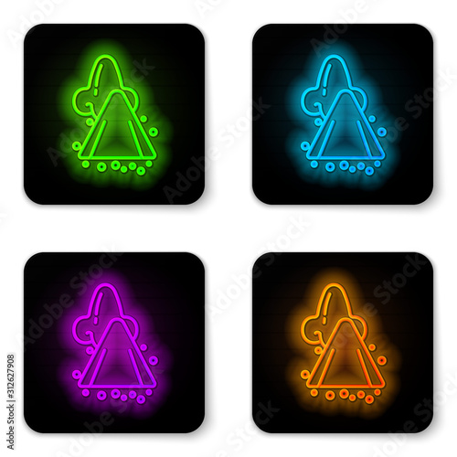 Glowing neon line Runny nose icon isolated on white background. Rhinitis symptoms, treatment. Nose and sneezing. Nasal diseases. Black square button. Vector Illustration