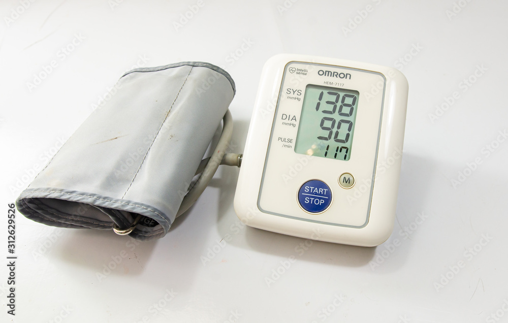 automatic blood pressure monitor On a white background automatic blood pressure monitor On a white background