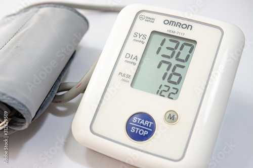 automatic blood pressure monitor On a white background
