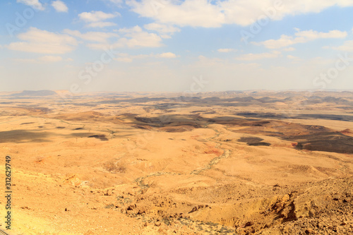 Mountain panorama in crater Makhtesh Ramon, Negev Desert, Israel