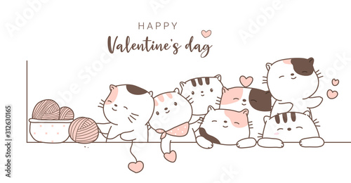 happy valentines day with cute animal cartoon hand drawn style © artdee2554