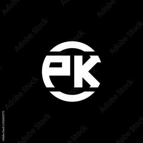 PK logo monogram isolated on circle element design template