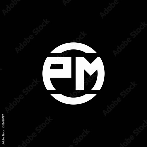 PM logo monogram isolated on circle element design template