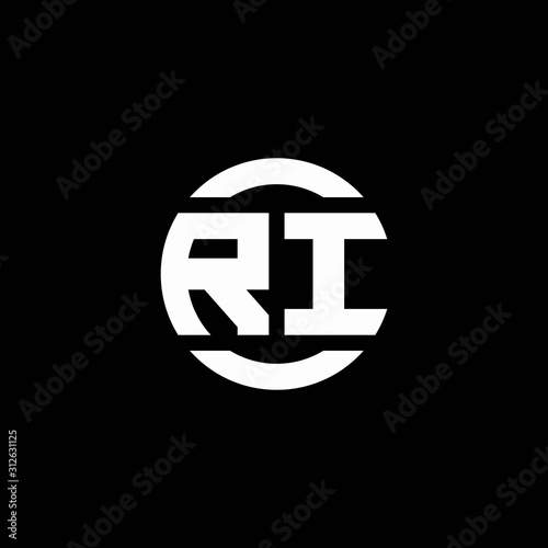 RI logo monogram isolated on circle element design template