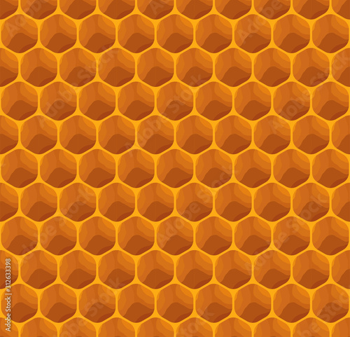 Completely seamless honeycomb texture pattern, honey cells