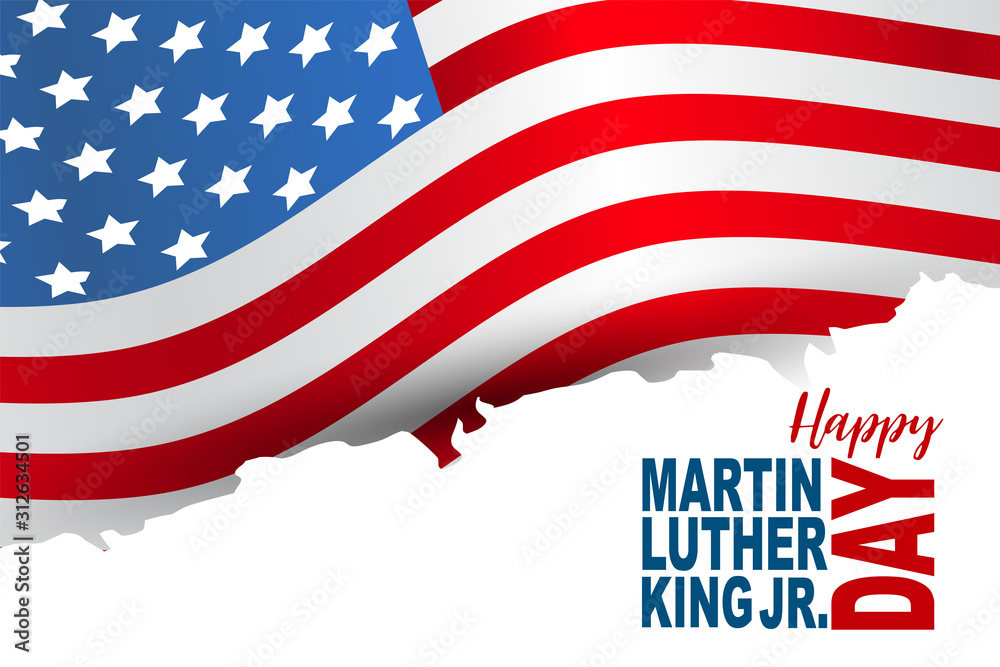 Fototapeta premium Happy Martin Luther King Day background with american flag. Vector illustration.
