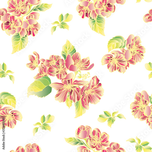 Apple flowers seamless pattern. Design for fabric, textile, packaging, covers, wallpaper and background. © Svetlana Yumaguzina
