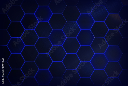 Blue tiles texture hexagon