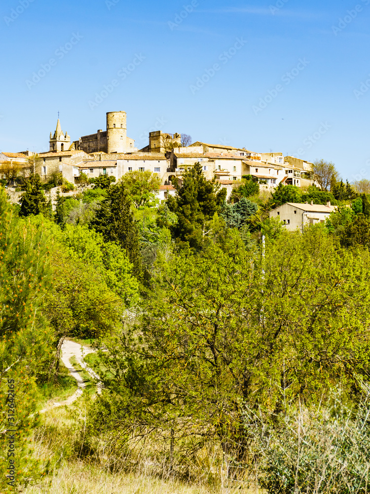 Old town on hill in France