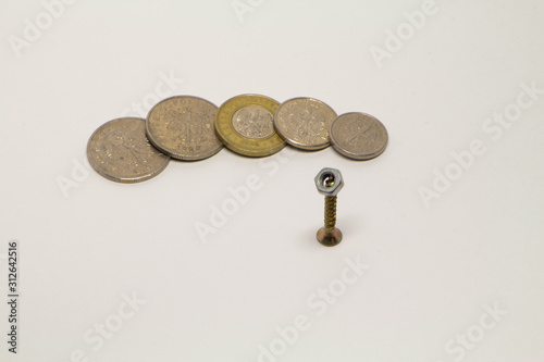 coins on white background