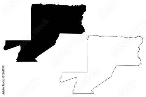 Woleu-Ntem Province (Subdivisions of Gabon, Gabonese Republic) map vector illustration, scribble sketch Woleu Ntem map photo