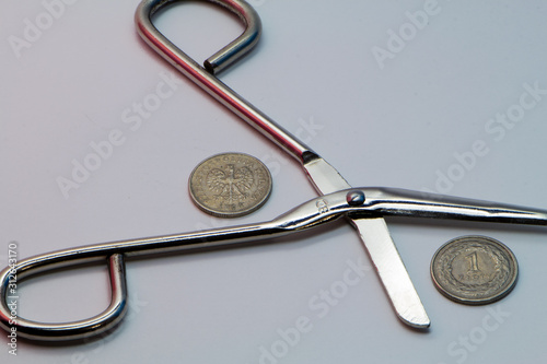 stethoscope and scissors isolated on white background