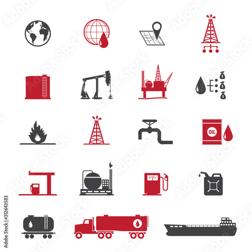 Oil and petrol icon set	