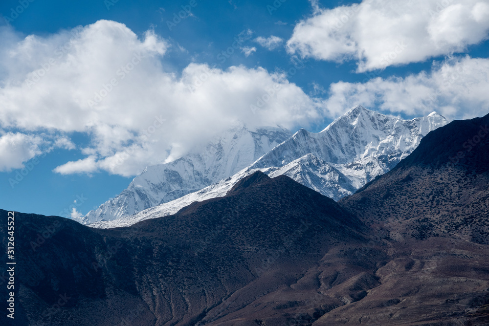 Snow Peaks in the Himalaya Mountain Range