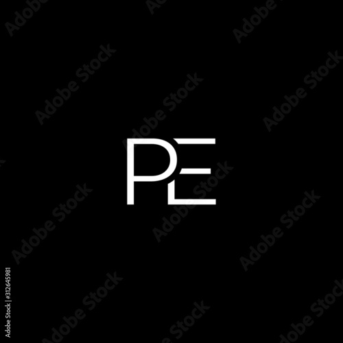 Creative unique minimal PE initial based letter icon logo