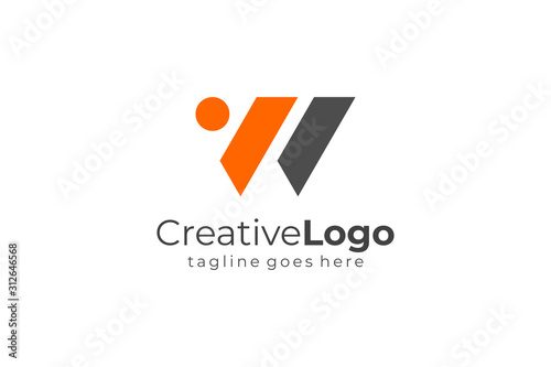 Abstract Geometric Triangle Letter W or Logo Concept Design Template Element. Flat Vector Illustration
