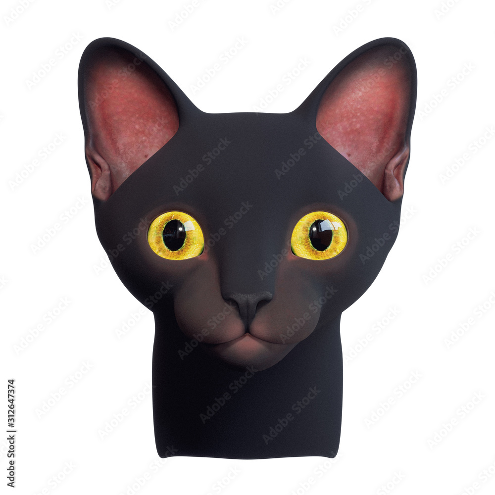 Black Cat Icon. Cute Cartoon Funny Character. Big Eyes. Funny