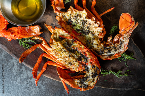 Grilled lobster with butter sauce