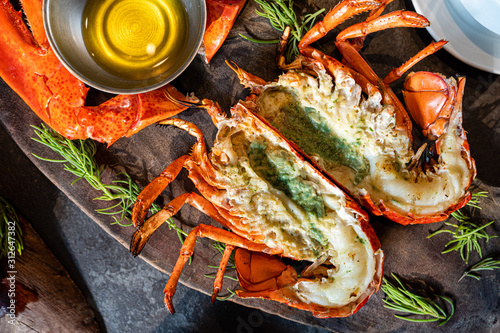 Grilled lobster with butter sauce