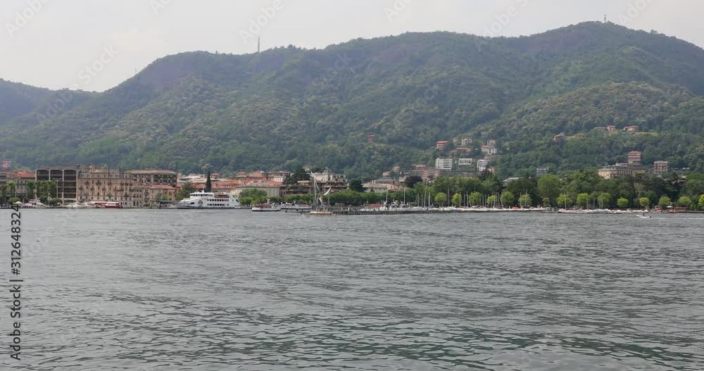 Day Cityscape Over Lake Water in Lugano Switzerland Day Cityscape Over Lake Water in Lugano Switzerland