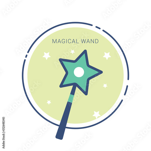 Fairy tale magic wand fantastic isolated icon vector 