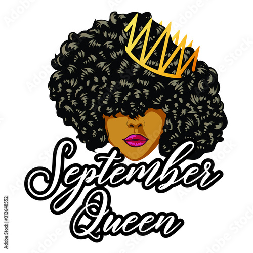 September Queen with beautiful curls - VECTOR