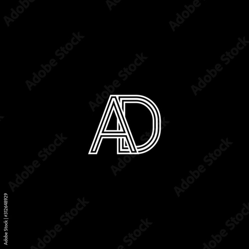 Creative minimal trendy AD initial based letter icon logo