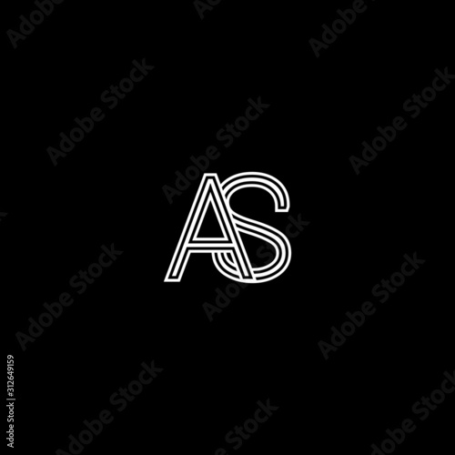Creative minimal trendy AS initial based letter icon logo