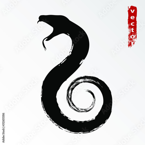 black ink calligraphy snake