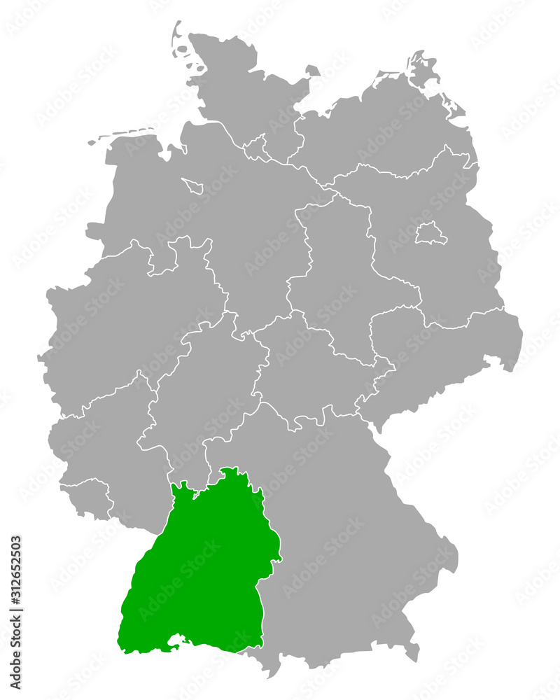 Karte von Baden-Württemberg in Deutschland