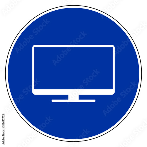 Monitor und Verkehrsschild