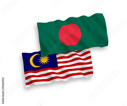 Flags of Bangladesh and Malaysia on a white background