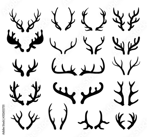 Antlers and horns set vector