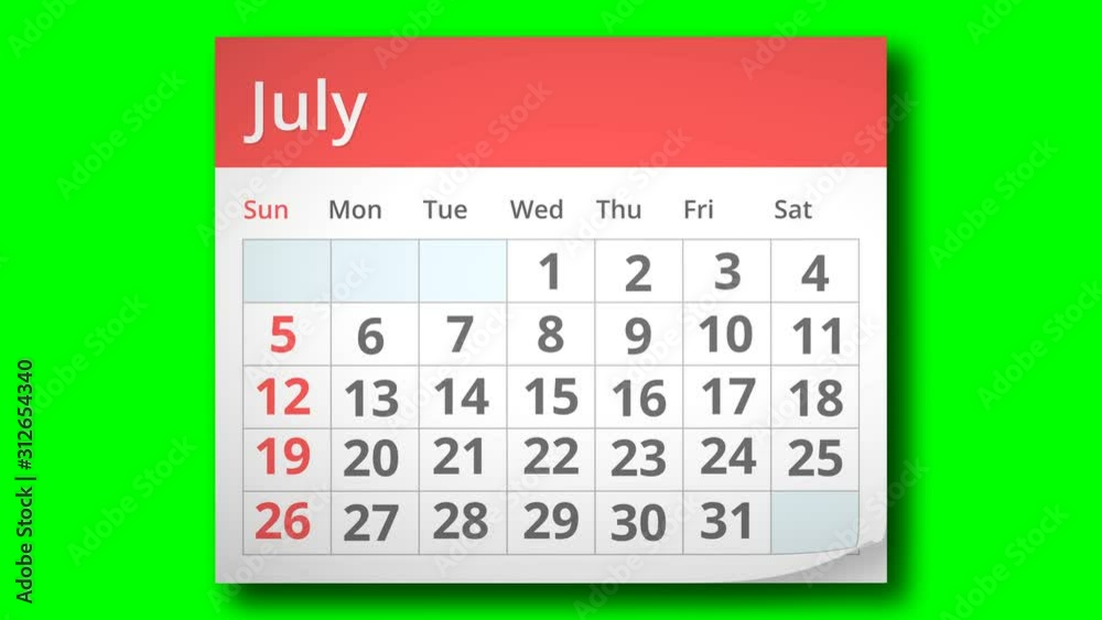 animated calendar green screen month flipping