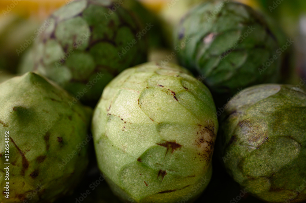 Custard apple or green ripe cherymoia exotic fruit