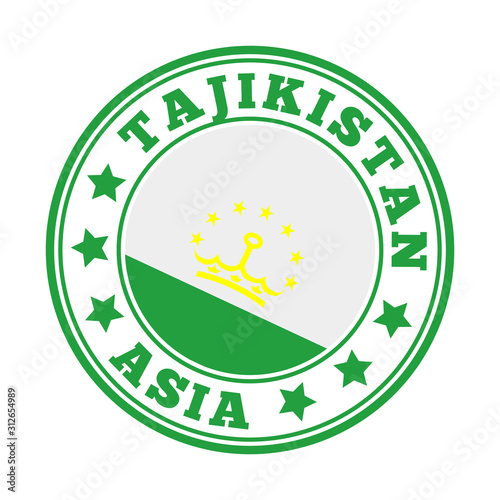 Tajikistan sign. Round country logo with flag of Tajikistan. Vector illustration.