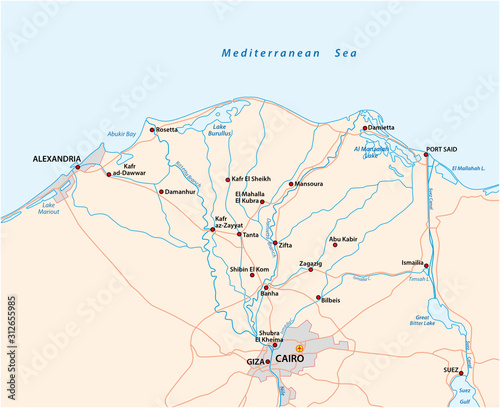 map of the nile river delta in upper egypt