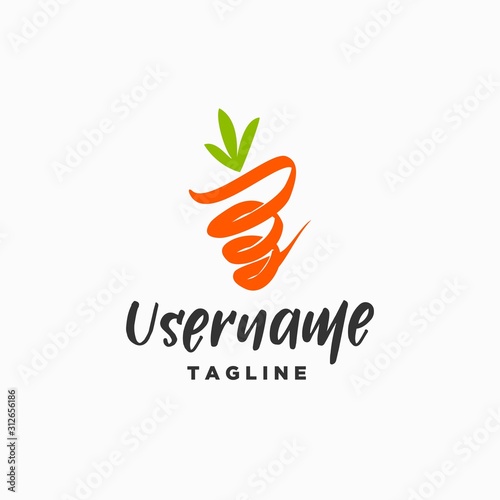 spiral carrot logo design inspiration . swirl carrot logo design template . orange ribbon logo design