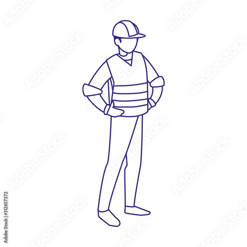 Isolated builder avatar man with helmet design