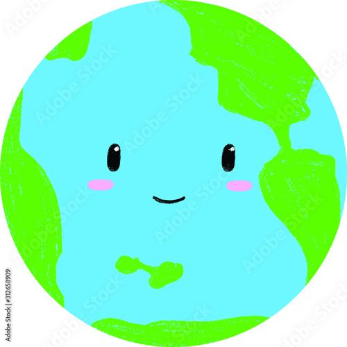 earth globe kawaii character,earth day,hand drawn illustration