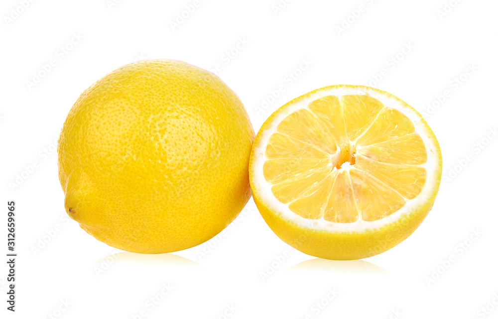 Sliced lemons isolated on white background