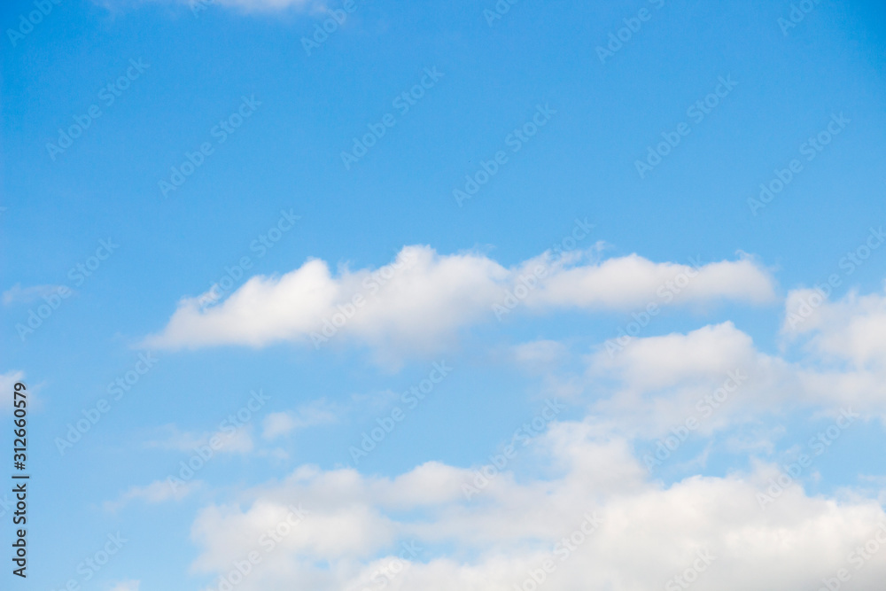 Bright blue sky with white clouds for background or wallpapers