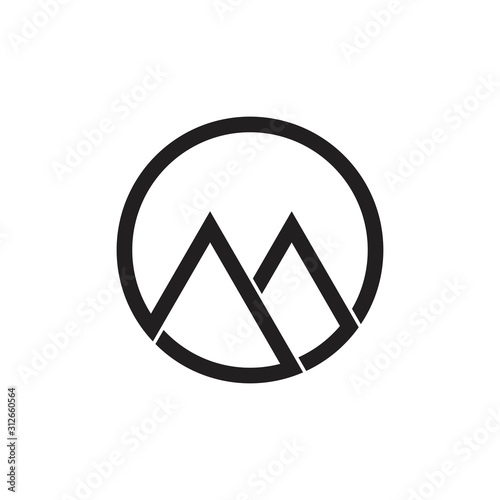 letter om geometric mountain logo vector