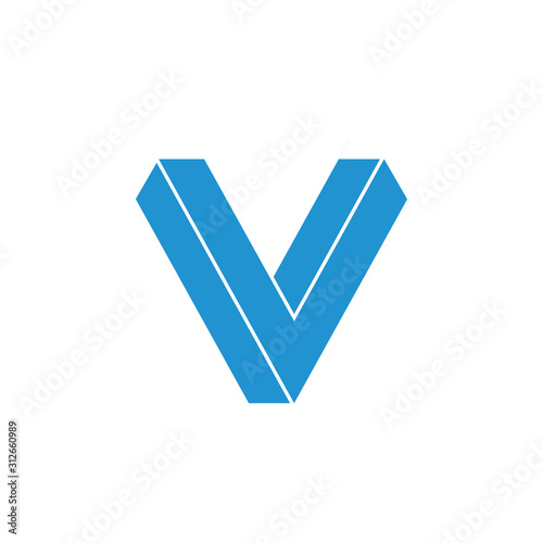 letter v 3d gradient symbol logo vector